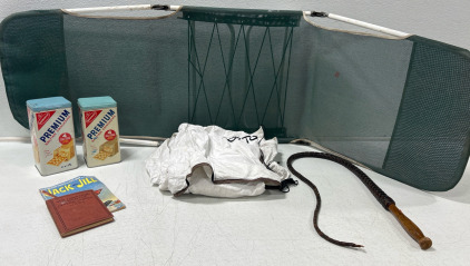 Tanning Chair, Horse Whip, Tarp & More