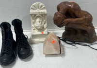 (2) Statues, Pyramid light, Boots