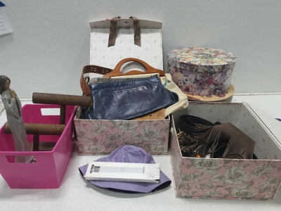 (12) Assorted Belts, (1) 316L Milanese Stainless Steel Magnetic Apple Watch Wrist Loop, (10) Assorted Hand Bags & more.