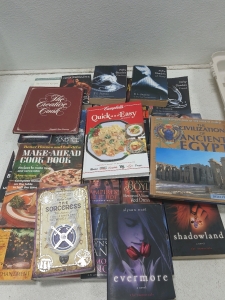(3) Cookbooks, (1) Educational Egypt book (23) Assorted Romance Novels