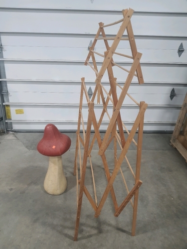 (1) Outside Drying Rack(4'9") (1) Large 29" tall red Mushroom