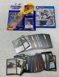 (1) Deck Of Magic The Gathering Cards (1) Kenner Starting Lineup MLB 1992 Tom Glavine (1) PS4 Madden 17