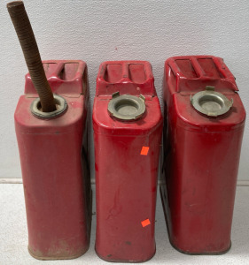 (3) Vintage Metal 5 Gallon Blitz Gas Can