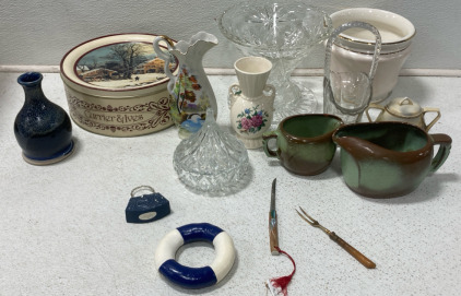 (1) Vintage Currier & Ives “A Cold Morning (1) Japanese Ucagco Ceramic Pitcher (1) Vintage Noritake Teapot & Muck More