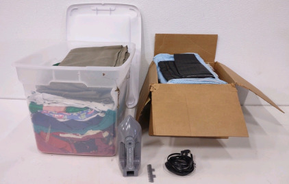 Tub & Box Full of Fabrics w/ Magic Steamer