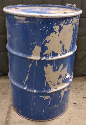 55 Gallon Blue Metal Bucket