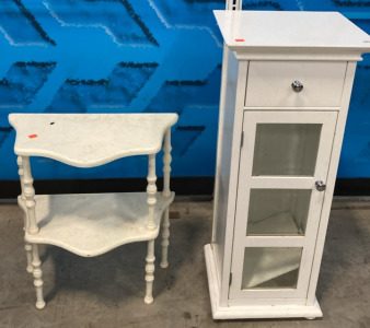 White Pedestal Cabinet, White Decor Shelf
