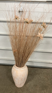Pottery Vase w/ Large Grass Florals
