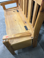 Small Bookshelf 42x29x14, Small Bench (needs repair), and Tote Full Of Fabric - 4