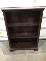 Small Bookshelf 42x29x14, Small Bench (needs repair), and Tote Full Of Fabric - 5