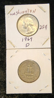 (4) 1964 Washington Quarters, D Mint Stamp, Authentication Unavailable - 3