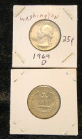 (4) 1964 Washington Quarters, D Mint Stamp, Authentication Unavailable - 4