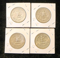 (4) 1964 Washington Quarters, D Mint Stamp, Authentication Unavailable - 2