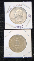 (4) 1964 Washington Quarters, D Mint Stamp, Authentication Unavailable - 4