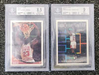 (2) Graded Michael Jordan Cards, Beckett 8.5 and 9, 93-94 Topps Gold Series