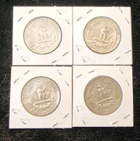 (4) 1964 Washington Quarters, D Mint Stamp, Authentication Unavailable - 2