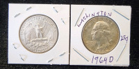 (5) 1964 Washington Quarters, D Mint Stamp, Authentication Unavailable - 3