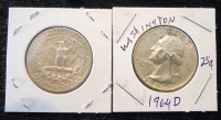 (5) 1964 Washington Quarters, D Mint Stamp, Authentication Unavailable - 4