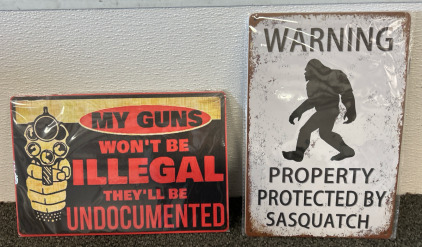 (2) Metal Wall Signs - New!