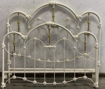 White Sturdy Vintage Headboard & Footboard