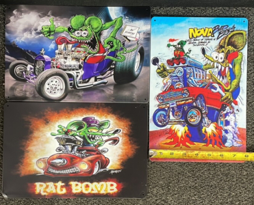 (3) Vintage Style Rat Fink Wall Hangings