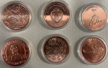 (6) Copper .999 Fine Coins