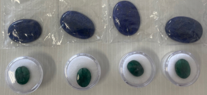 (4) Small Pieces Faceted Brazilian Emerald & (4) Small Pieces Lapis Lazuli Cabochon