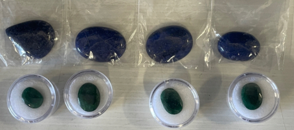 (4) Small Pieces Faceted Brazilian Emerald & (4) Small Piece Lapis Lazuli Cabochon