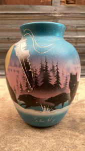 Forest, Indian themed vase-- EB