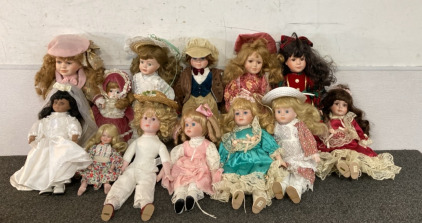 13 porcelain dolls