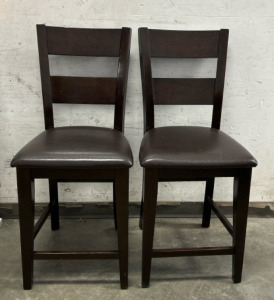 (2) Brown Leather Style Dining Chairs …BBFN