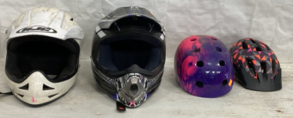 (2) Children’s Bike Helmets & (2) Adult Dirt Bike Helmets