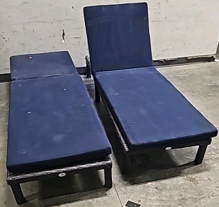 (2) Adjustable Navy Blue Lawn Chairs