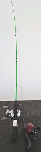 Green Shakespeare Fishing Pole & Red And Black Shakespeare DSC 15 Pole