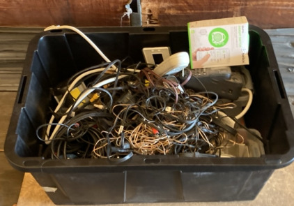 Tub of electrical wires, and outlets. BB70