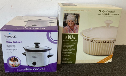 2 Qt. Covered Round Casserole Stoneware & Slow Cooker