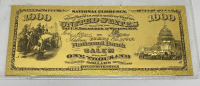 $1000 United States First National Bank Of Salem Gold Banknote W/ COA - 2