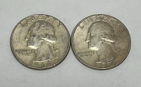 (2) Silver Washington Quarters Dated 1964