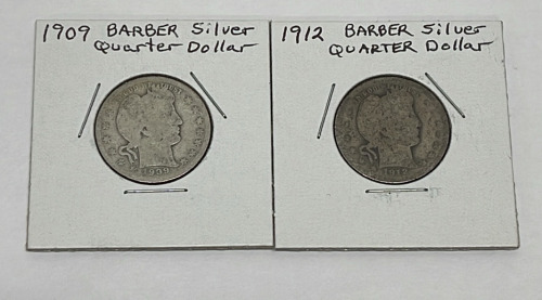 (2) Barber Silver Quarters Dated 1909 And 1912