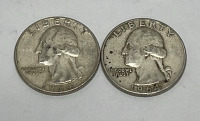 (2) Silver Washington Quarters Dated 1964