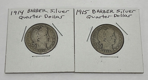 (2) Barber Silver Quarters Dated 1914 And 1915