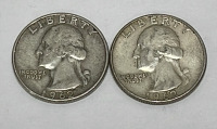 (2) Silver Washington Quarters Dated 1962