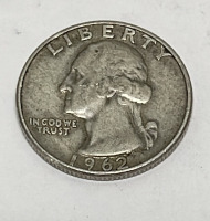 (2) Silver Washington Quarters Dated 1962 - 2