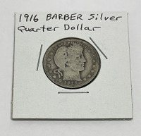 (1) Barber Silver Quarter Dated 1916 And (1) Ancient Roman Empire Widows Mite Sized Coin Circa 100 BC-100 AD - 2