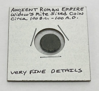 (1) Barber Silver Quarter Dated 1916 And (1) Ancient Roman Empire Widows Mite Sized Coin Circa 100 BC-100 AD - 4