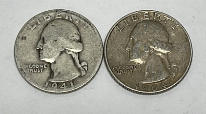 (2) Silver Washington Quarters Dated 1941 And 1962