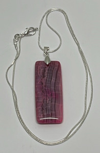 64.65ct. Peach Fire Dragon Veins Agate Pendant W/ Silver .925 Necklace