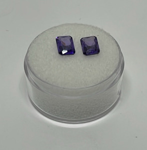 2.90ct. Pair Of Natural Purple Tanzanite Faceted Emerald Cut Gemstones