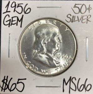 1956 MS66 Gem Silver Franklin Half Dollar