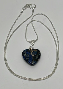 Rainbow Sea Sediment Jasper Heart Pendant W/ Silver .925 Necklace